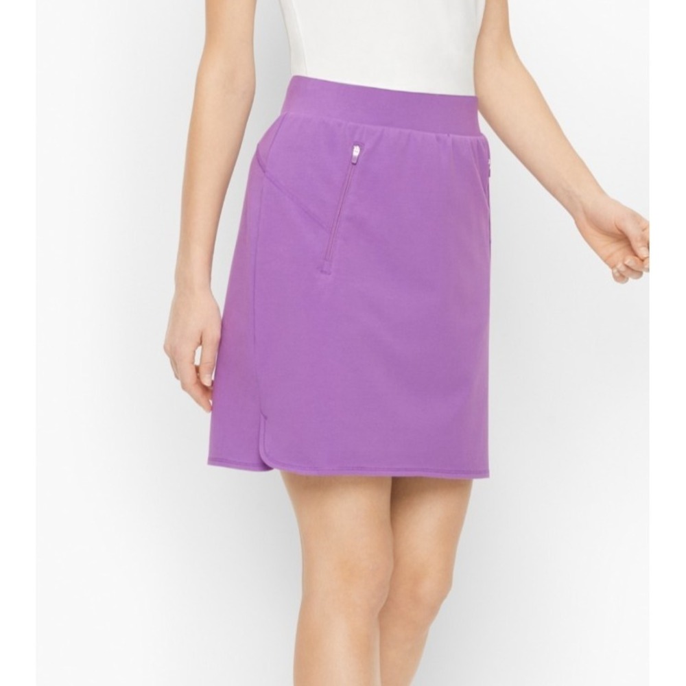 T by Talbots Womens Petite P Purple Athletic Skort Zipper Pockets Cotton Spandex